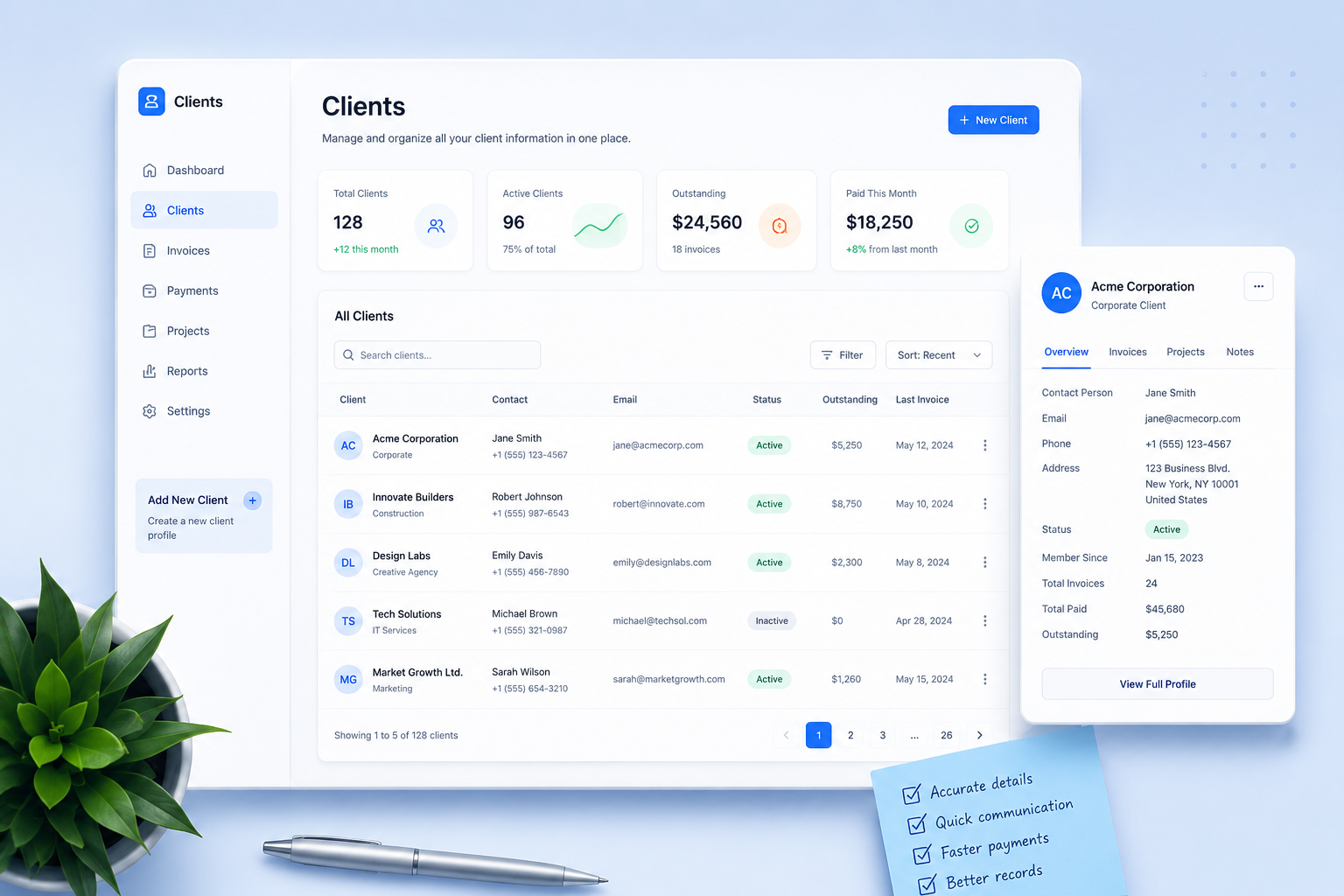 Customer billing information example